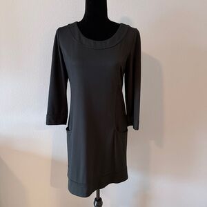 Max Studio Black 3/4 Sleeve Scoop Neck Pocket Dress